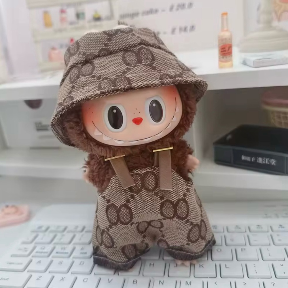 Adorable Lububu Brown and Tan Overall outfit with Hat and shoes